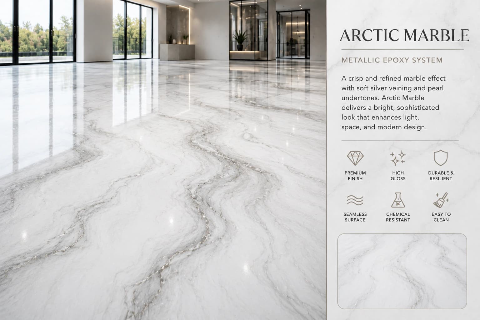 Arctic Marble metallic epoxy finish