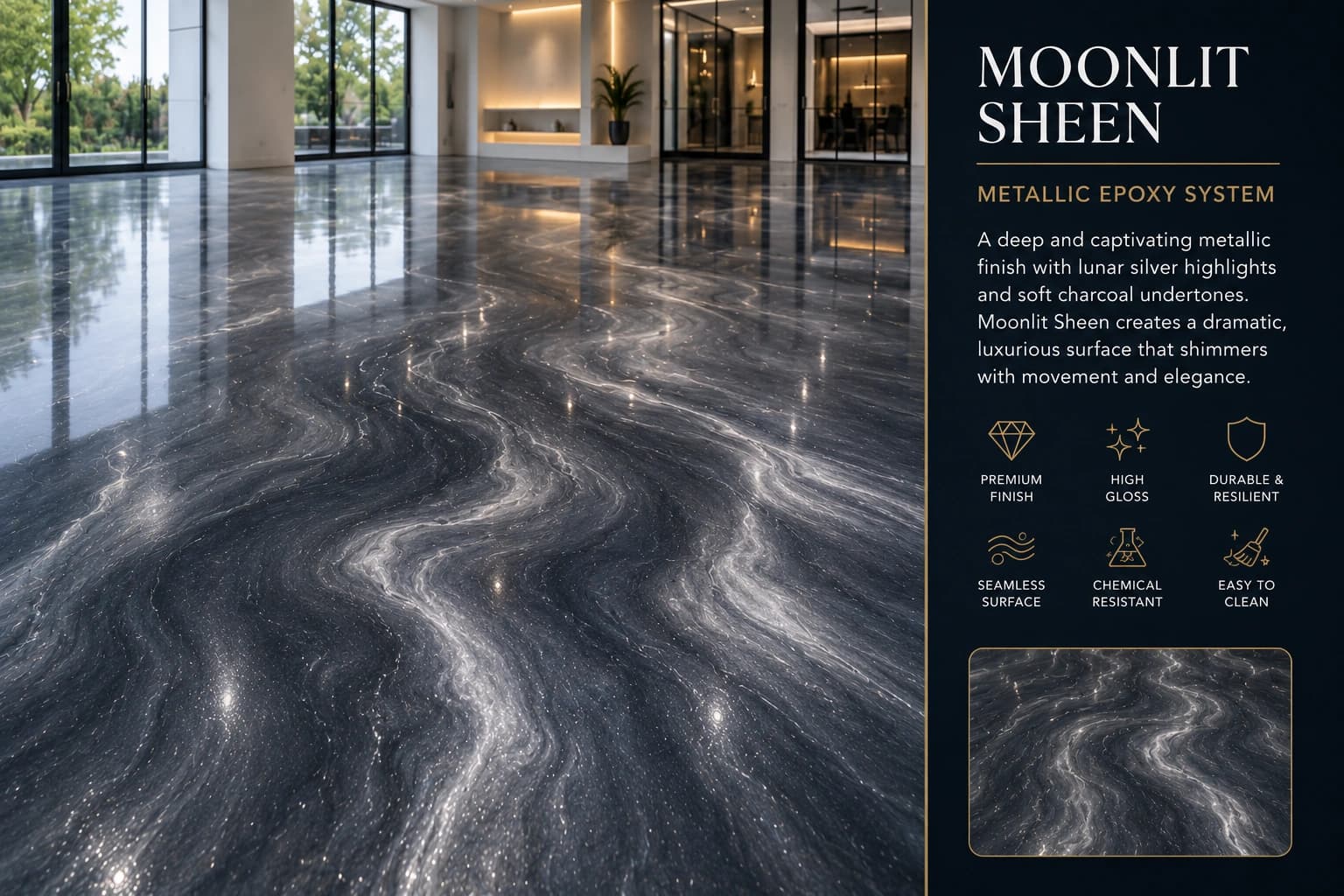 Moonlit Sheen metallic epoxy finish